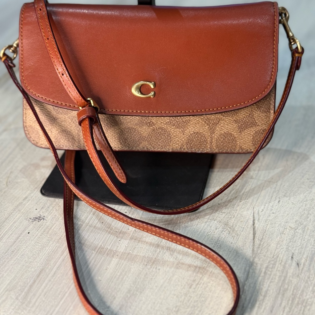 Coach Brown Signature Canvas And Leather Crossbody With Gold 'C'
